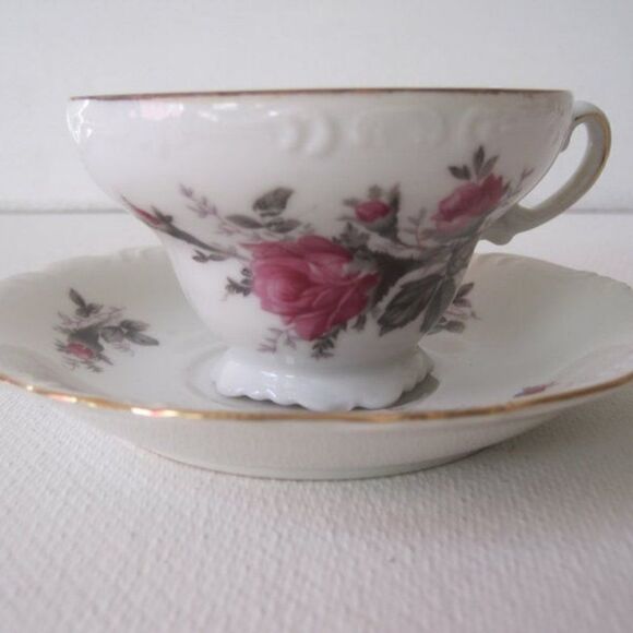 JAPAN Tea Cup and Saucer Set Japanese Roses - Picture 1 of 5